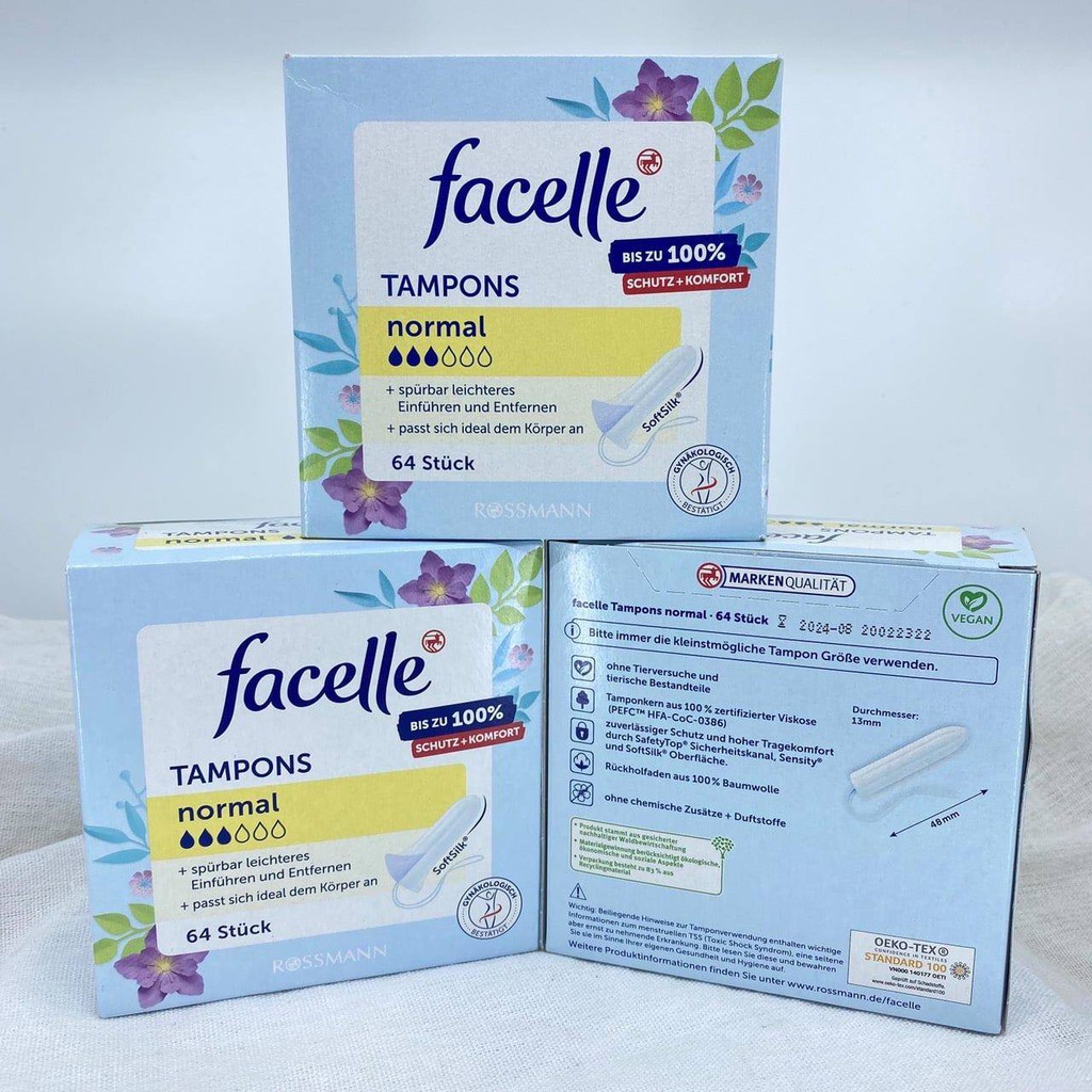 BĂNG VỆ SINH TAMPON FACELLE 64 miếng hàng chuẩn Đức dùng siêu thích