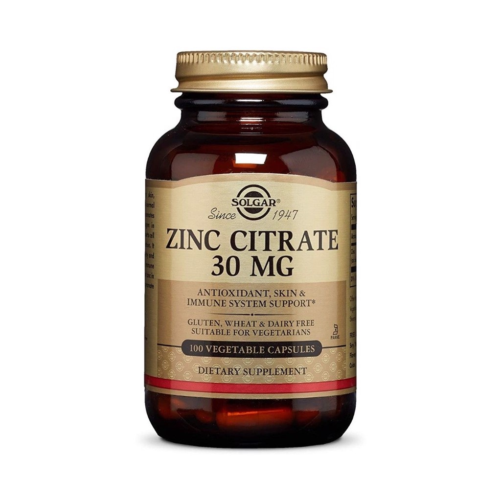 Viên Uống Zinc Citrate 30 mg Solgar- Bổ Sung Kẽm, Tăng Cường Đề Kháng Cho Nam Giới (100 Viên) - Mỹ