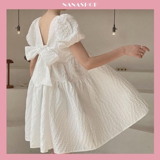 Váy baybydoll cổ vuông dáng ngắn phong cách Hàn Quốc V05