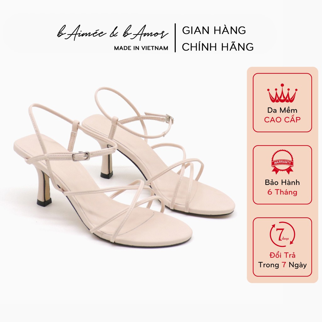  Sandal cao gót nữ 7p quai chéo dây mảnh mũi tròn cao cấp bAimée & bAmor - MS1667