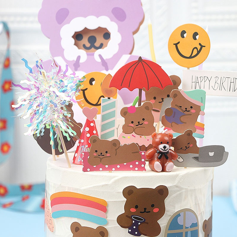 7 / 16 Que Cắm Trang Trí Bánh Kem Hình Gấu Hoạt Hình
