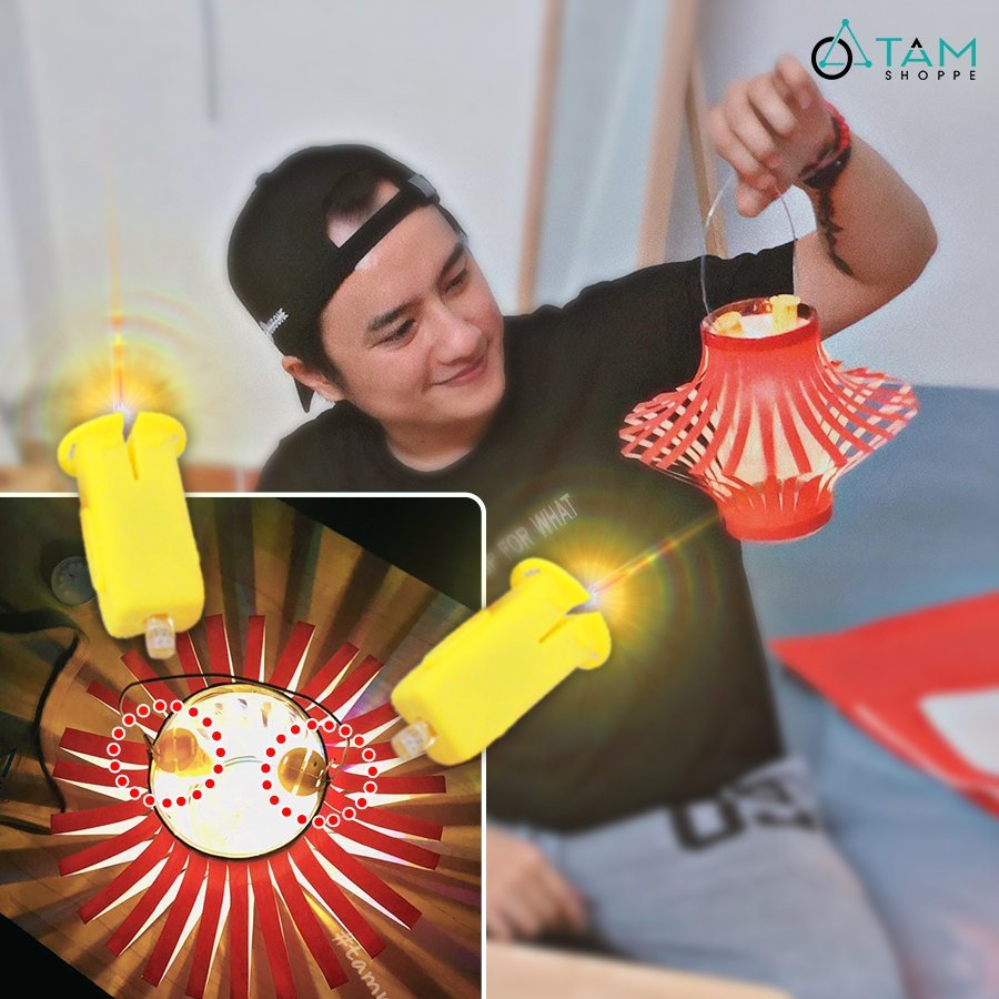 Nút đèn led gắn lồng đèn trang trí, lồng đèn trung thu, lồng đèn vải Hội An ĐLTT