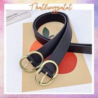 Thắt lưng Ulzzang khóa tròn đồng (Hỗ trợ bấm, cắt dây nịt) TL069 - Thắt Lưng Giá Tốt