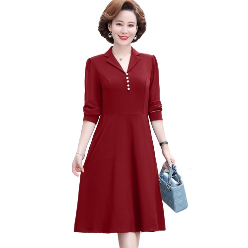 Đầm trung niên dự tiệc sang trọng Mimostore 85 , cổ chữ V tay dài form dài đến bắp chân chất liệu thoáng mát nhẹ