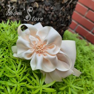 Bờm handmade nơ kết hoa ruy băng cho bé