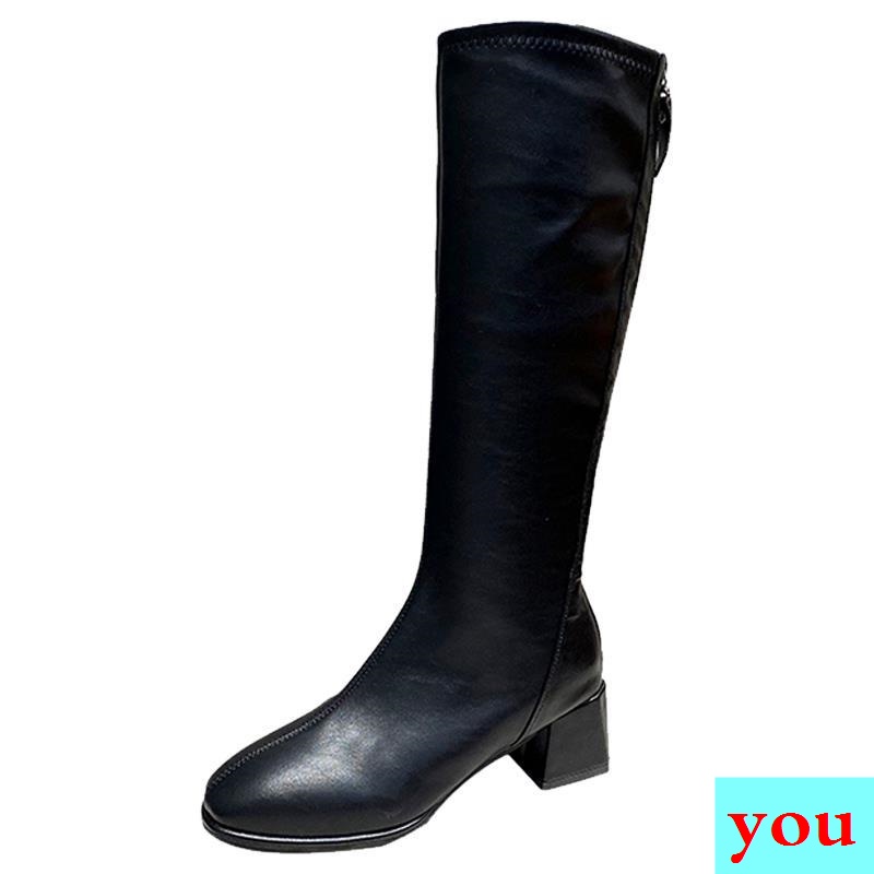 Hàng Có Sẵn Giày Bốt Cao Đến Đầu Gối Màu Trắng Dài Ngang Gối Zhuan2021 Thời Trang Thu Đông Cho Nữ