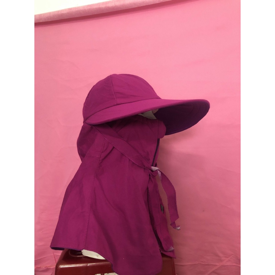 Khẩu trang nón Duy Ngọc vành to chất liệu cotton màu dây khóa giữa nhiều màu thích hợp mọi thời tiết