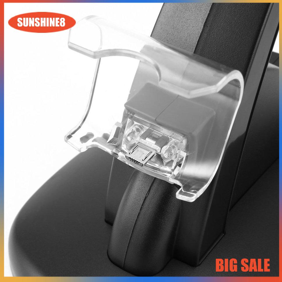 【SUN】LED Dual USB Charger Docking Station Playstation For PS4 Gamepad Joystick