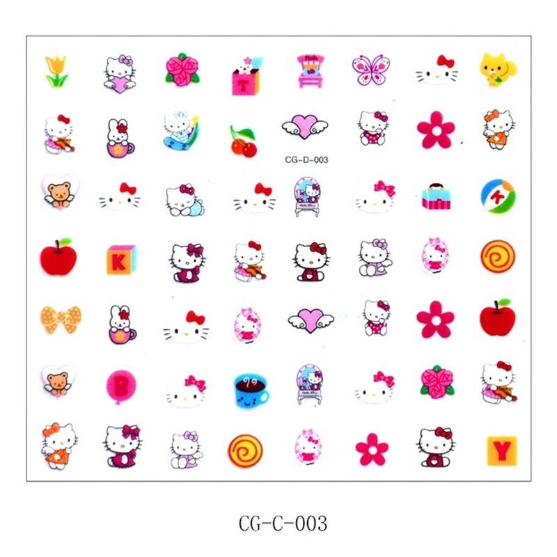 Set 56 miếng dán móng tay họa tiết hoạt hình công chúa băng giá hello kitty sofia mickey dành cho trẻ