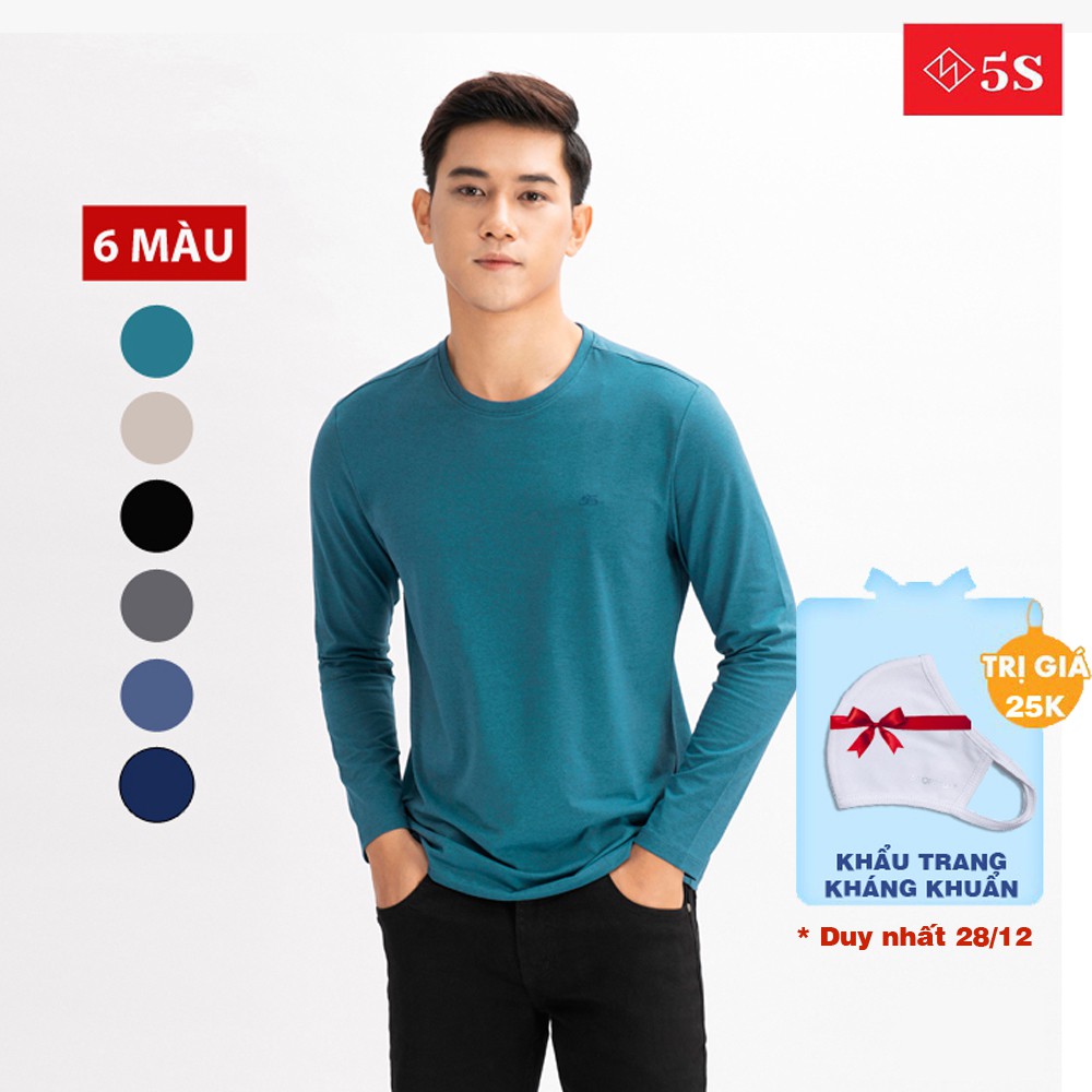 Áo Thun Nam Cổ Tròn 5S Dài Tay (6 màu), Chất Cotton Cao Cấp, Không Phai Màu, Co Giãn Tốt, Phom Dáng Trẻ Trung