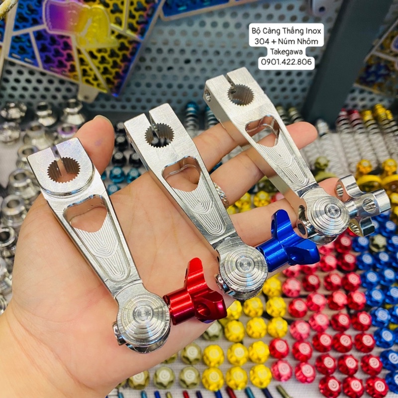 Bộ càng thắng inox 304 Takegawa Núm nhôm màu kèm lo xo đũa thắng