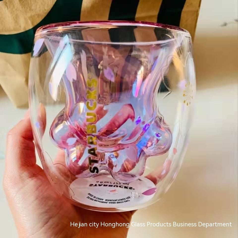 Cốc Thủy Tinh Uống Cà Phê Hình Chân Mèo Hoạt Hình Hai Lớp Chống Nổ Dễ Thương Làm Quà Tặng Sinh Nhật