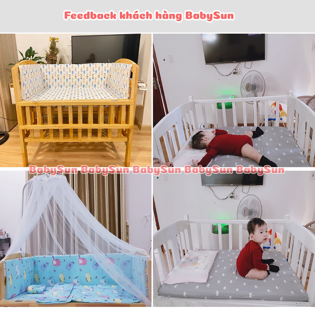 Combo Đệm Cũi Ga Chun Bọc Đệm BABYSUN Cho Giường Cũi Cho Bé Nhiều Kích Thước Và Màu Sắc Cho Các Mẹ Chọn Cho Bé