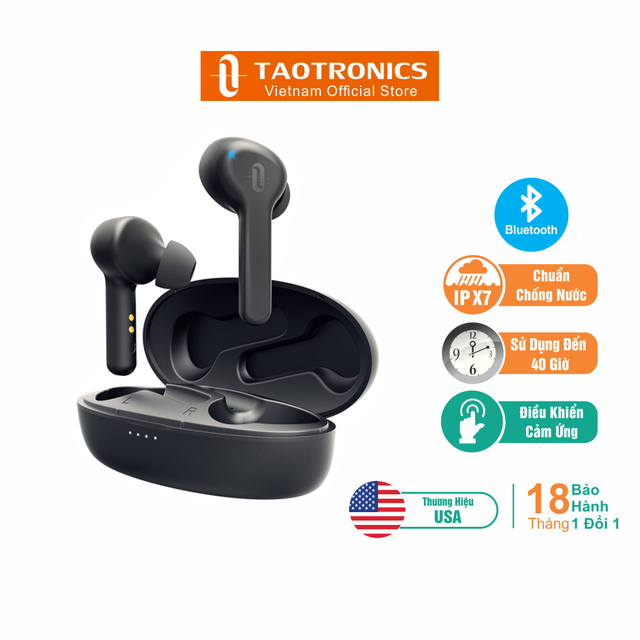 Tai Nghe TaoTronics Nhét Tai Bluetooth 5.0, Chống Ẩm, Hoạt Động 5 Giờ, Nhỏ Gọn TT-BH053