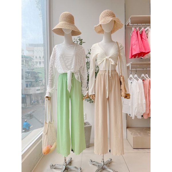 Quần ống rộng lưng thun dập ly MIEU - JA22