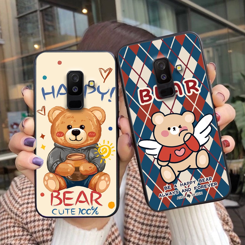 Ốp lưng Samsung J8 in hình cute, chú gấu thể thao tinh nghịch cực đáng yêu