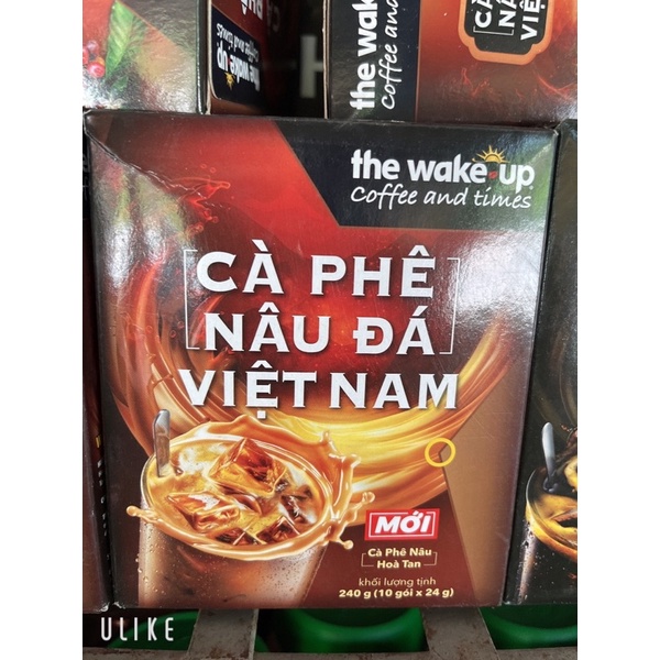 Cafe Wake Up Đen Đá , Nâu Đá Việt Nam Hộp 240g