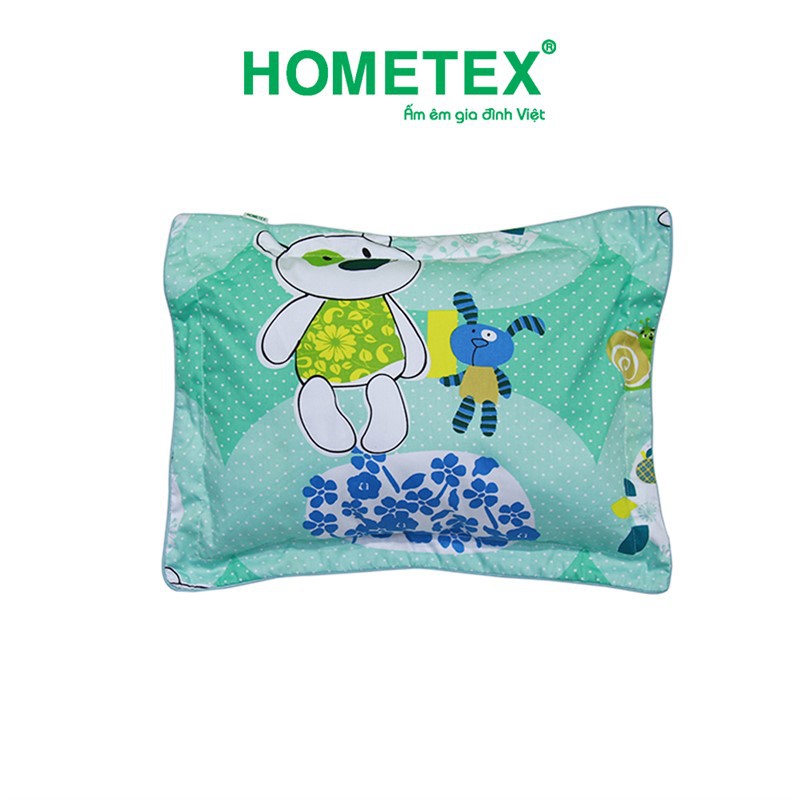 Gối nằm Hometex cho bé 100% cotton - viền bèo cotton hoa thoáng mát