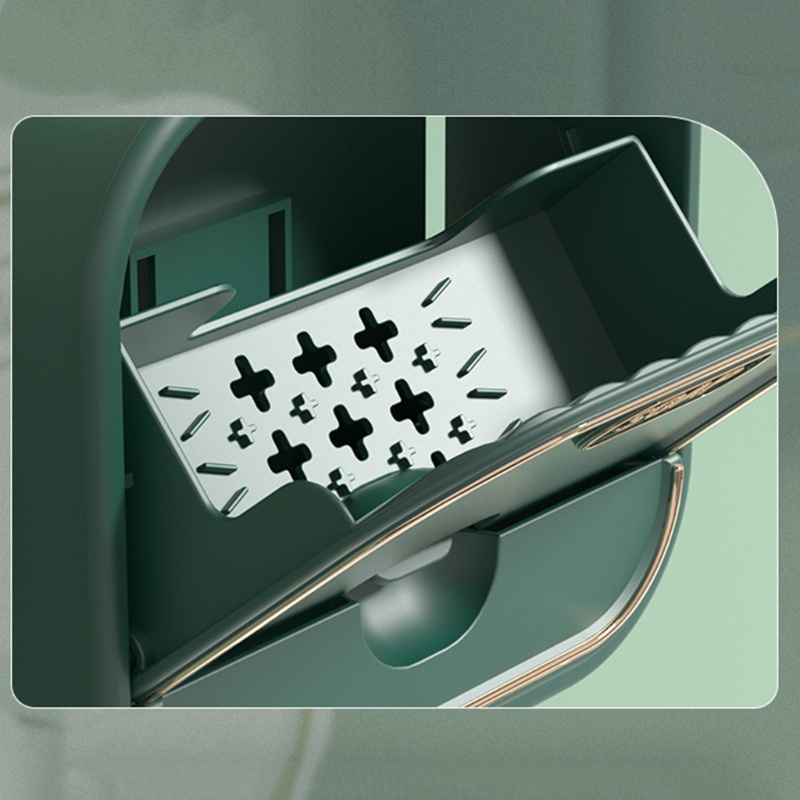 Hộp đựng xà phòng gắn tường thiết kế nắp lật có ngăn kéo thoát nước tiện lợi