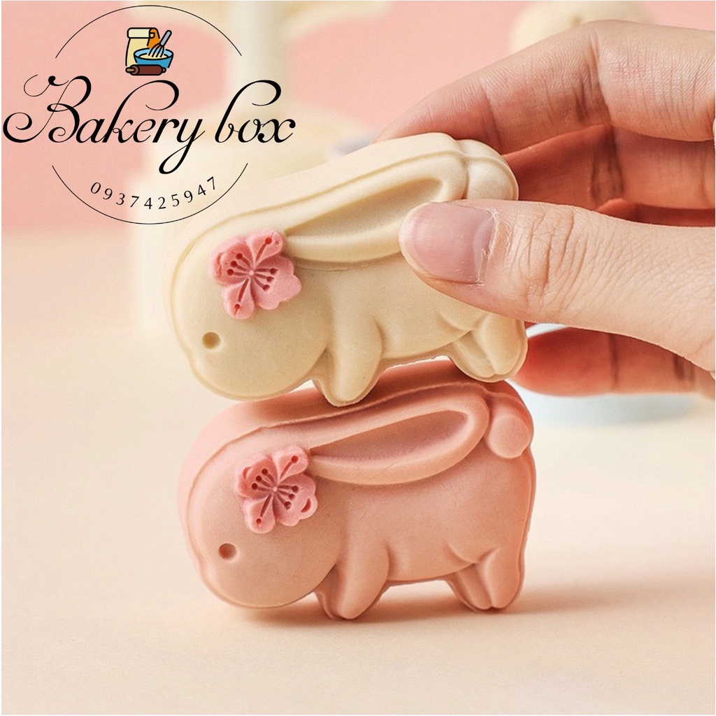 Khuôn Trung Thu Lò Xo Thỏ Lười 1 Mặt 50gr (Mẫu Mới 2023)