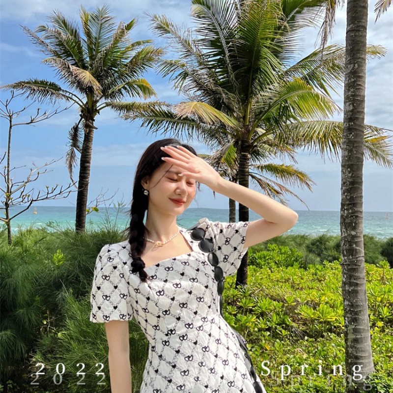 Đầm Cổ Vuông Thời Trang Mùa Hè Hàn Quốc Dành Cho Nữ