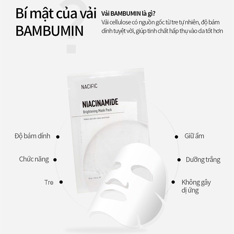 Nacific Mặt Nạ Dưỡng Sáng Da Niacinamide Brightening Mask Pack 30g