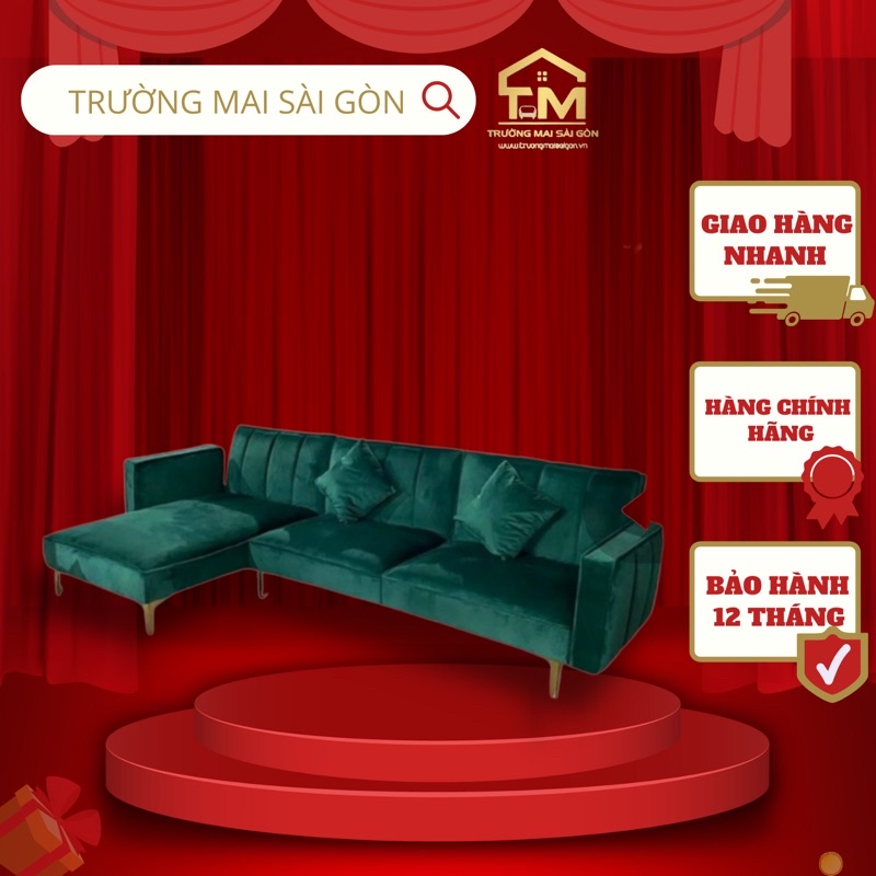 ghế sofa góc L giường nằm giá rẻ hàng nhập khẩu cao cấp vải nhung mịn khung gỗ chân thép chắc chắn Trường Mai Sài Gòn