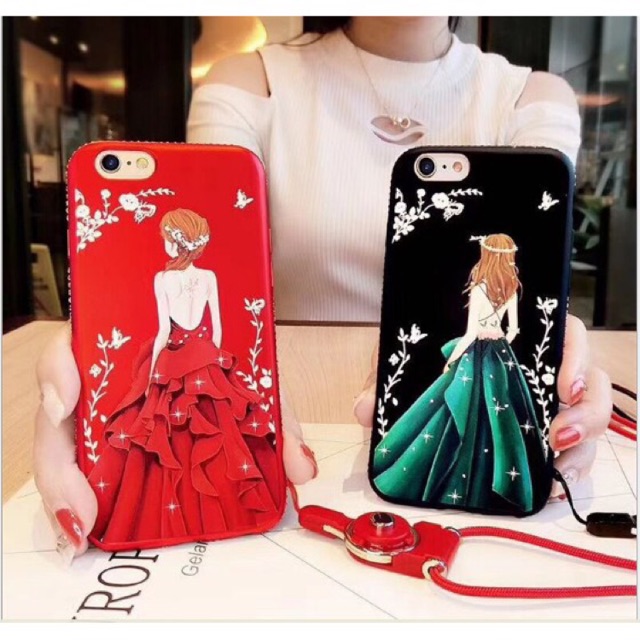 ỐP IPHONE CÔ GÁI - VIỀN ĐÍNH ĐÁ