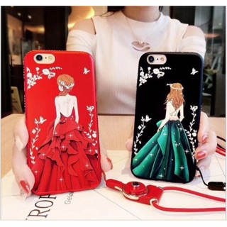 Ốp iphone cô gái - viền đính đá