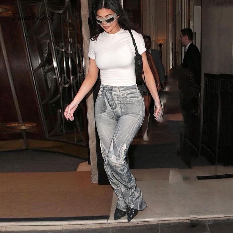 Quần Dài Lưng Cao Có Túi In Hình Thời Trang 2022 Dành Cho Nữ