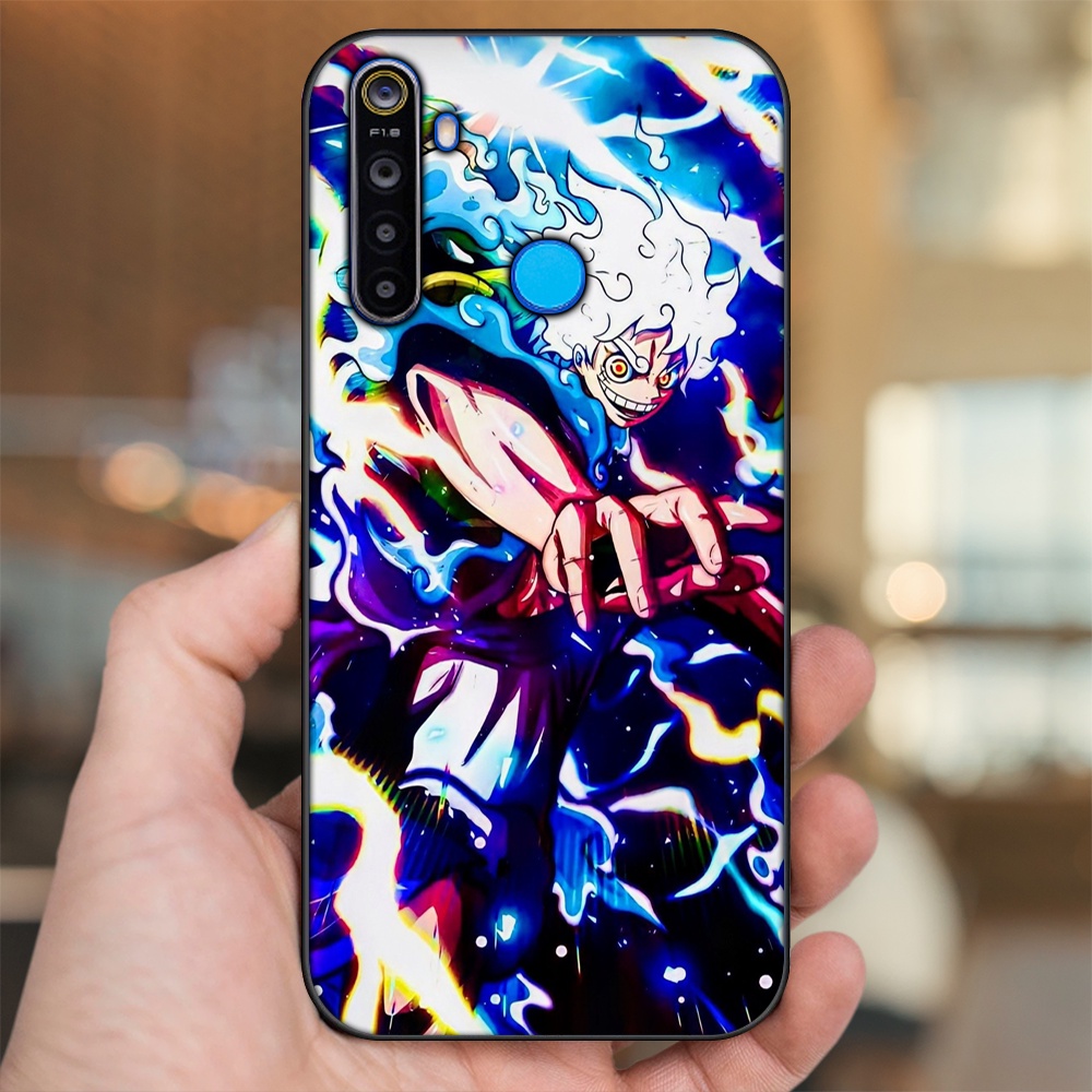 Ốp lưng Realme 5, 5 Pro viền đen in hình Luffy One Piece