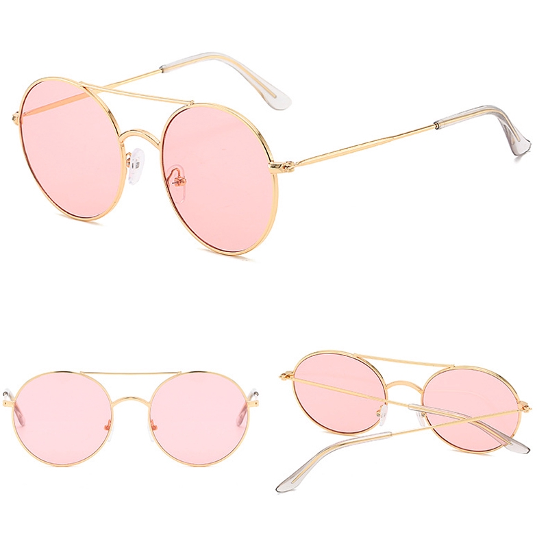 Ladies Fashion Round Sunglasses Metal Double Beam Retro Glasses Trend Street Shot Color Women Wild Outdoor Eyewear | BigBuy360 - bigbuy360.vn