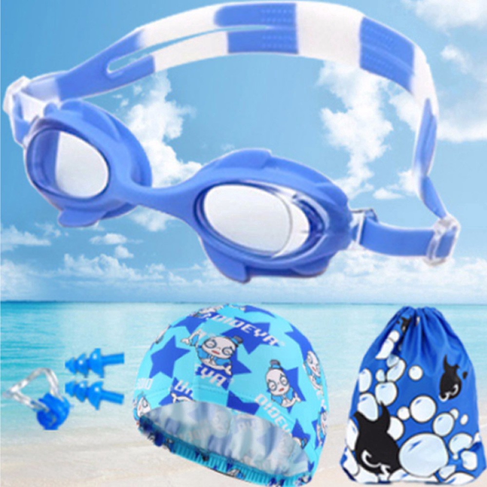 Bộ kính bơi trẻ em chống nước & nút bịt tai họa tiết hoạt hình