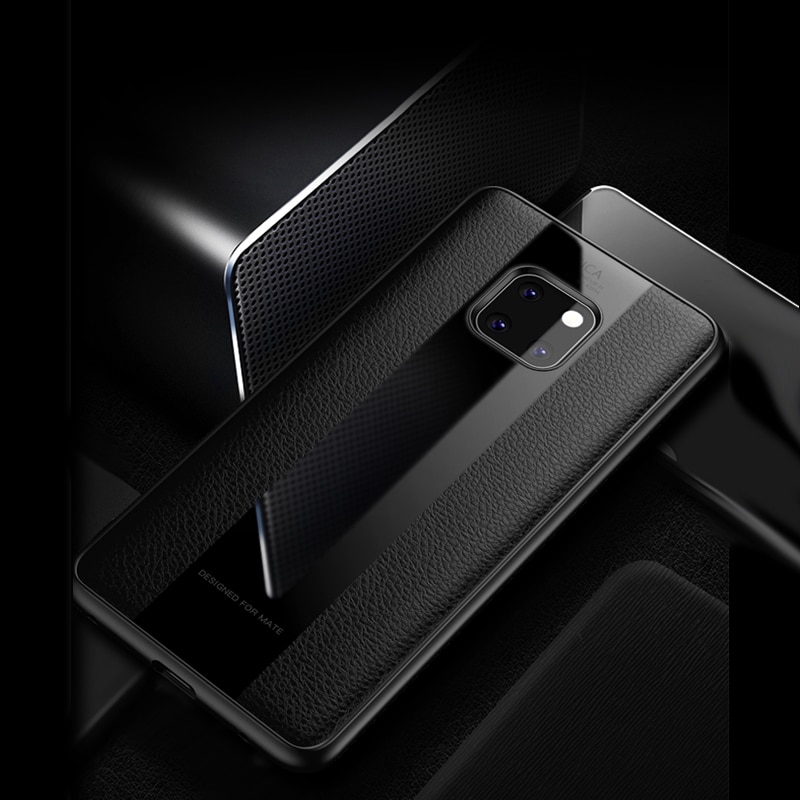 Ốp điện thoại Muchi bằng da PU + Plexiglass khung mềm cao cấp cho Huawei Mate 20 Pro