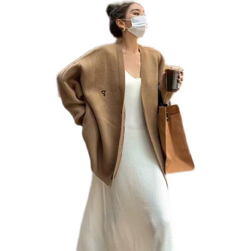 Áo Khoác Cardigan Dệt Kim Dáng Rộng In Chữ Thời Trang Mới Cho Nữ