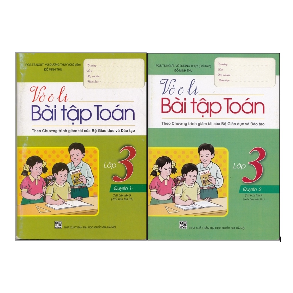 Sách - Combo Vở ô li bài tập Toán Lớp 3 (Quyển 1+Quyển 2)