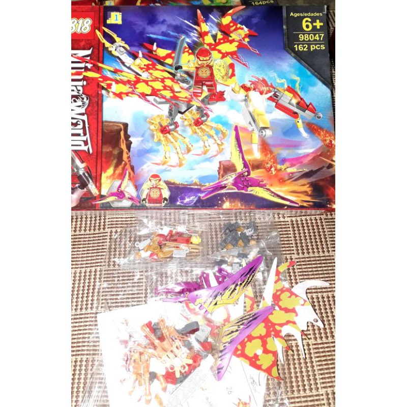 Lắp ráp 1 hộp LegoNinja Rồng đại chiến khủng long 98047 có trên 160 chi tiết