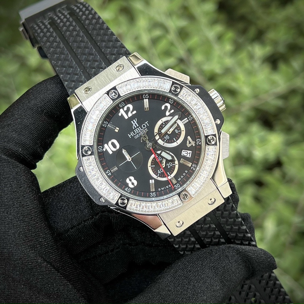 Đồng Hồ Nam HB BIGBANG BLACK đá viền - Máy Quazt Nhật , Mặt Saphire 42mm , Chống Nước- Bảo Hành 24 Tháng