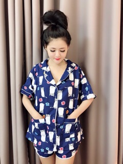 ĐỒ BỘ KATE QUẦN SHORT CỔ PYJAMAR