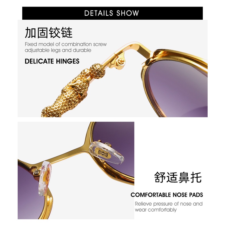 CARTIER Kính Mát Gọng Kim Loại Tròng Tròn Họa Tiết Da Báo Chống Gió Thời Trang Cho Nam Và Nữ