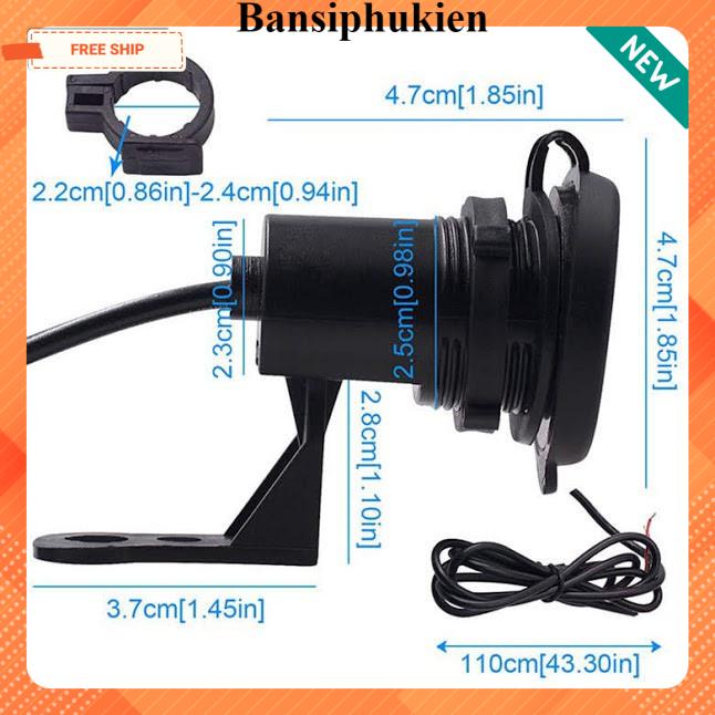 bộ sạc điện thoại trên xe máy chống nước có công tắc tiêu chuẩn cd 3104