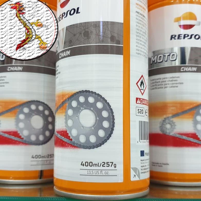 [Giá hủy diệt] Chai Xịt Dưỡng Sên Repsol, xịt dưỡng sên/bôi trơn sên repsol Moto Chain 400ml (Made In Spain)