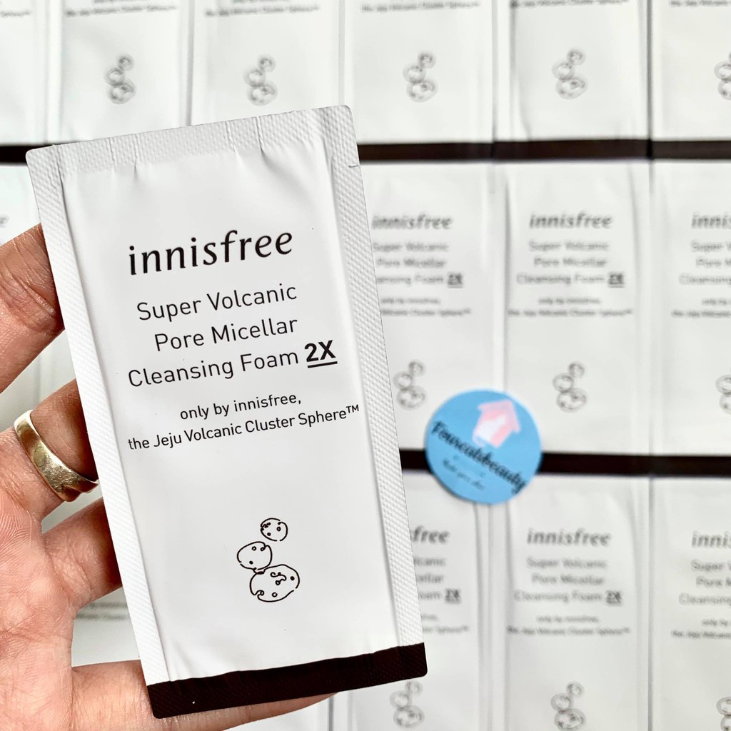 Sample 3gram Sữa Rửa Mặt Tro Núi Lửa Innisfree Super Volcanic Pore Micellar Cleansing Foam 2x