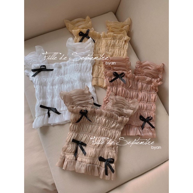 áo dúm nơ 4màu hot hit. màu nào cũg xinh mọi ng ơiiii