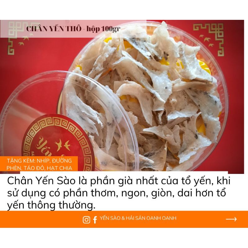 100gr Chân yến thô già nguyên chất - Tặng Nhíp và đồ chưng