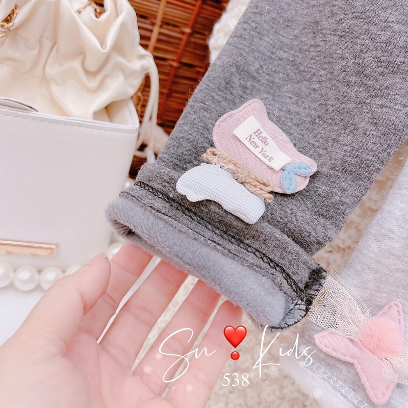 Quần legging lót lông dày dặn co giãn mềm mịn cho bé gái