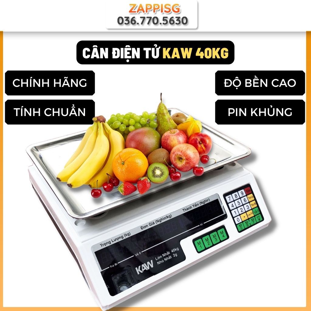 Cân điện tử tính tiền màn hình LED 40kg - Cân điện tử bán hàng, cho kết quả chính xác tuyệt đối - Bảo hành 12 tháng