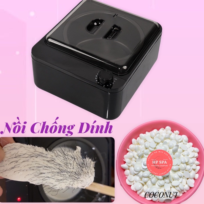 [Nồi chống dính+ Sáp cao cấp] Combo nồi nấu sáp wax lông chống dính lòng nồi Ceramic cao cấp + 100G sáp