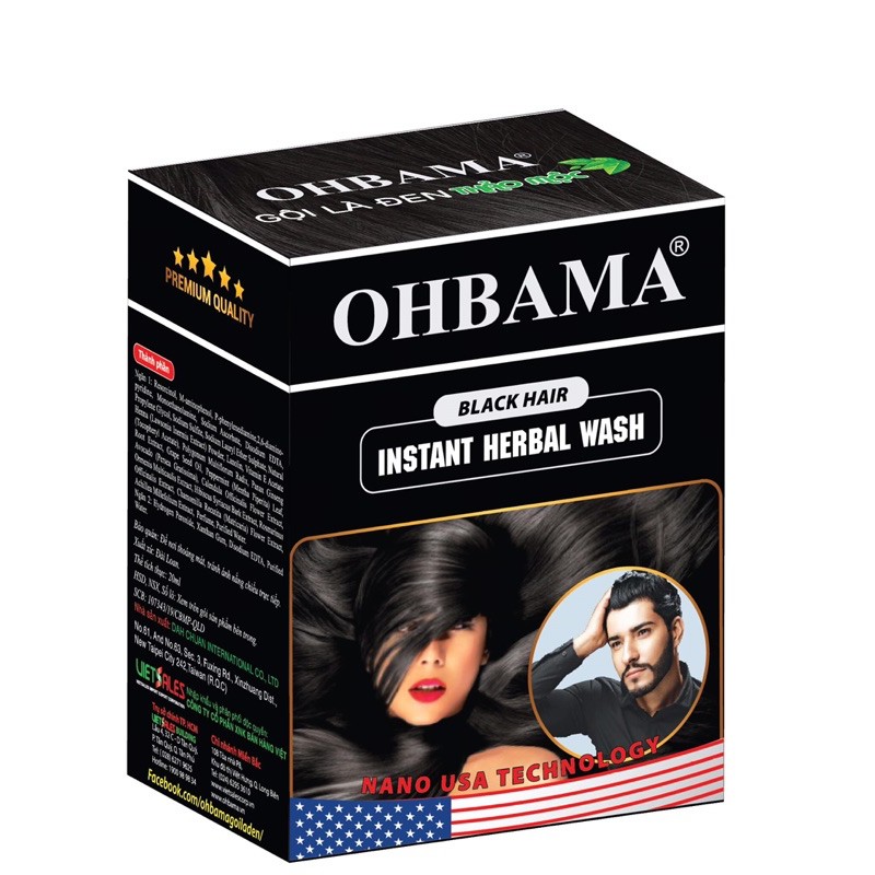 1 hộp dầu gội là đen Ohbama gồm 10 gói mẫu mới