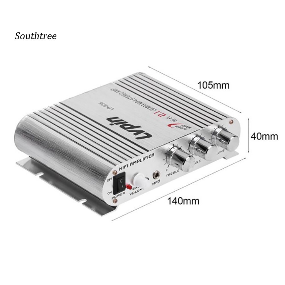 Bộ Khuếch Đại Âm Thanh HiFi CD MP3 MP4 2.1 Kênh Lvpin838 12V Chuyên Dụng Cho Xe Hơi